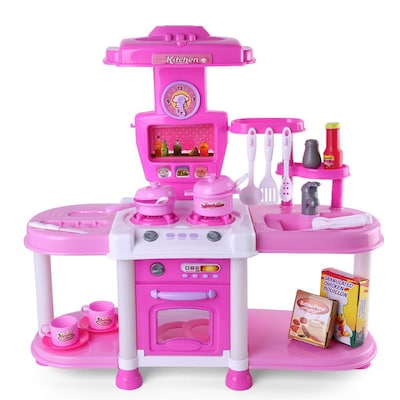 Deluxe Dream Kitchen Play Set Portable Pretend Play Childrens Cooking Kit Utensils Food Tea Pot Cup (TOYKIT103)