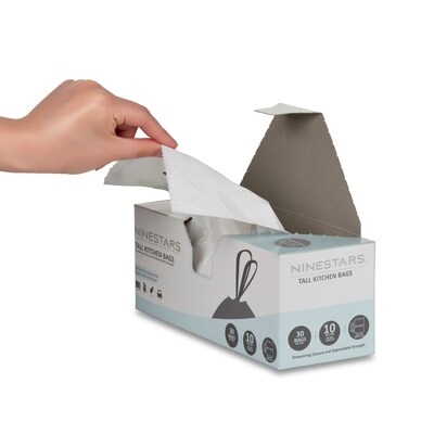 Nine Stars Drawstring Trash Bags, 10 Gallon, 30 Bags/Box (NSTB-10-30)
