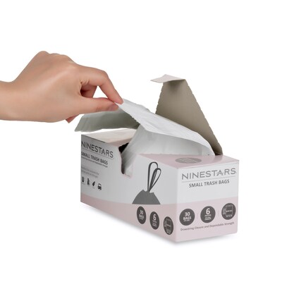 Nine Stars 6 Gallon Trash Bag, High Density, White, 30 Bags/Box (NSTB-6-30)