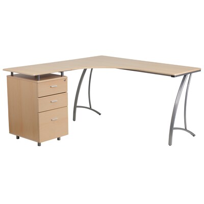 Flash Furniture 81.5 L-Shape Computer Desk, Beech (NANWK113)