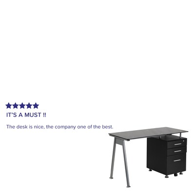 Flash Furniture 47" Glass Glass Computer Desks Black (NANWK021A)