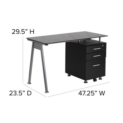 Flash Furniture 47" Glass Glass Computer Desks Black (NANWK021A)