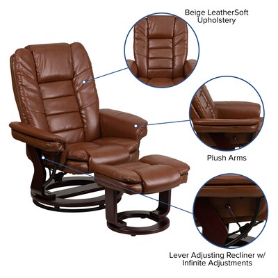 Flash Furniture LeatherSoft Recliner and Ottoman Set Brown Vintage (BT7818VIN)