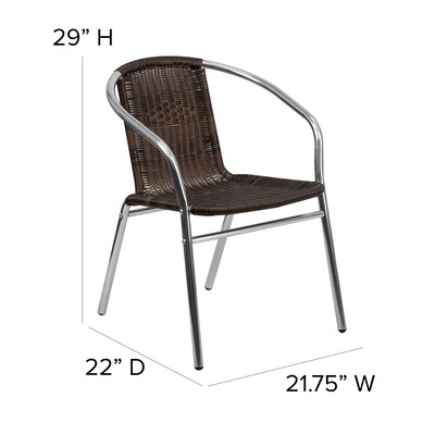 Flash Furniture Lila Contemporary Aluminum/Rattan Dining Chair, Dark Brown (TLH020)