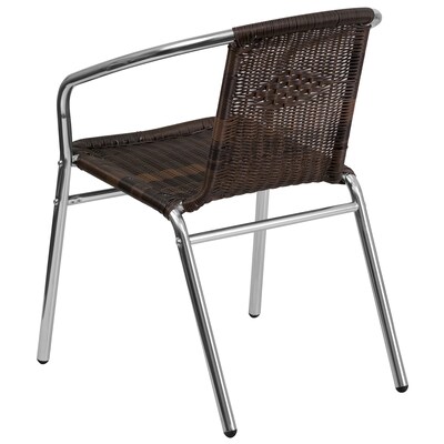 Flash Furniture Lila Contemporary Aluminum/Rattan Dining Chair, Dark Brown (TLH020)