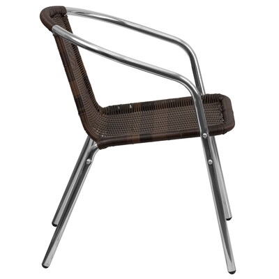 Flash Furniture Lila Contemporary Aluminum/Rattan Dining Chair, Dark Brown (TLH020)