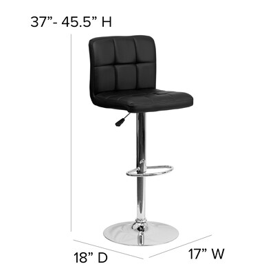 Flash Furniture Contemporary Vinyl Barstool with Back, Adjustable Height, Black (DS810MODBK)