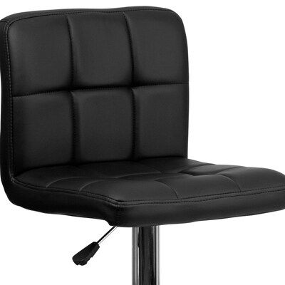 Flash Furniture Contemporary Vinyl Barstool with Back, Adjustable Height, Black (DS810MODBK)