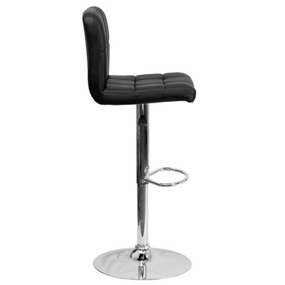 Flash Furniture Contemporary Vinyl Barstool with Back, Adjustable Height, Black (DS810MODBK)
