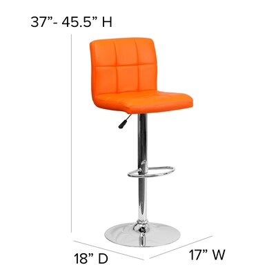 Flash Furniture Contemporary Vinyl Barstool with Back, Adjustable Height, Orange (DS810MODORG)