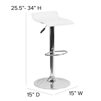 Flash Furniture Contemporary Vinyl Low Back Barstool, Adjustable Height, White (DS801CONTWH)