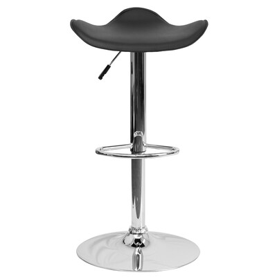Flash Furniture Contemporary Vinyl Barstool without Back, Adjustable Height, Black (CHTC31002BK)