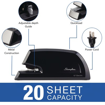Swingline Commercial Electric Desktop Stapler, 20-Sheet Capacity, Black/Silver (6701)