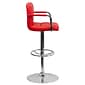 Flash Furniture Contemporary Vinyl Adjustable Height Barstool with Back, Red (CH102029RED)