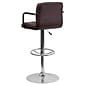 Flash Furniture Contemporary Vinyl Barstool with Back, Adjustable Height, Brown (CH102029BRN)