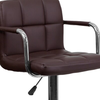 Flash Furniture Contemporary Vinyl Barstool with Back, Adjustable Height, Brown (CH102029BRN)