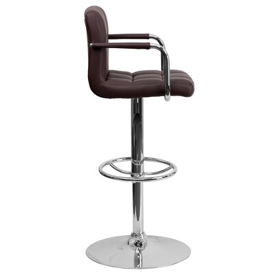 Flash Furniture Contemporary Vinyl Barstool with Back, Adjustable Height, Brown (CH102029BRN)