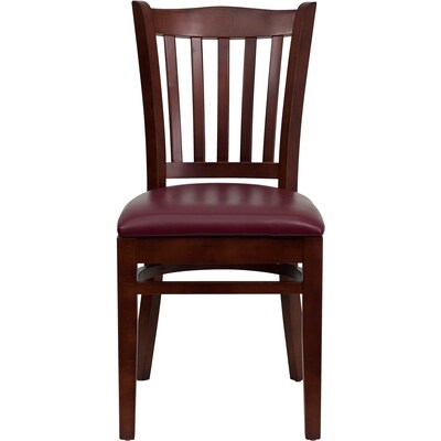 Flash Furniture Hercules Traditional Vinyl & Wood Slat Back Restaurant Dining Chair, Mahogany/Burgundy (XUDGW08VRTMABUV)