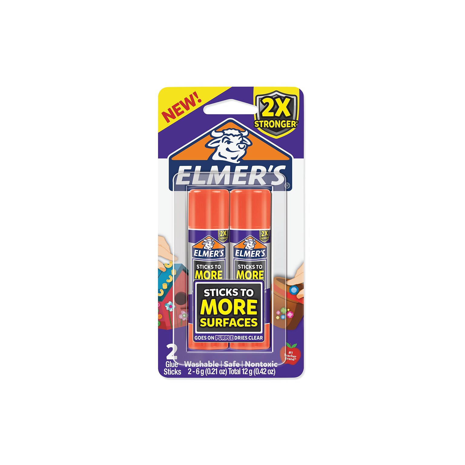 Elmers Extra Strength Washable Glue Sticks, .21 oz., 2/Pack (2027010)