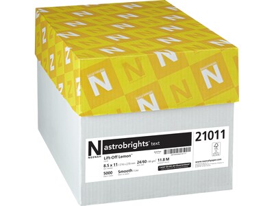 Astrobrights 30% Recycled Colored Paper, 24 lbs., 8.5" x 11", Lift-Off Lemon, 500 Sheets/Ream, 10 Reams/Carton (21011)