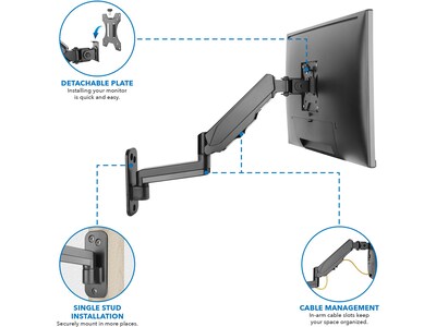 Mount-It! Adjustable Monitor Wall Mount, Up to 32", Black (MI-3753)