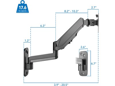 Mount-It! Adjustable Monitor Wall Mount, Up to 32", Black (MI-3753)