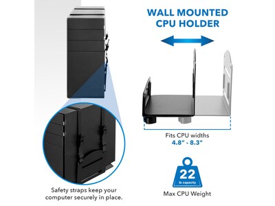 Mount-It! Adjustable Monitor Wall Mount Workstation, Up to 32", Black (MI-7991)