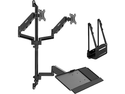 Mount-It! Adjustable Dual-Monitor Wall Mount Workstation, Up to 32, Black (MI-7992)