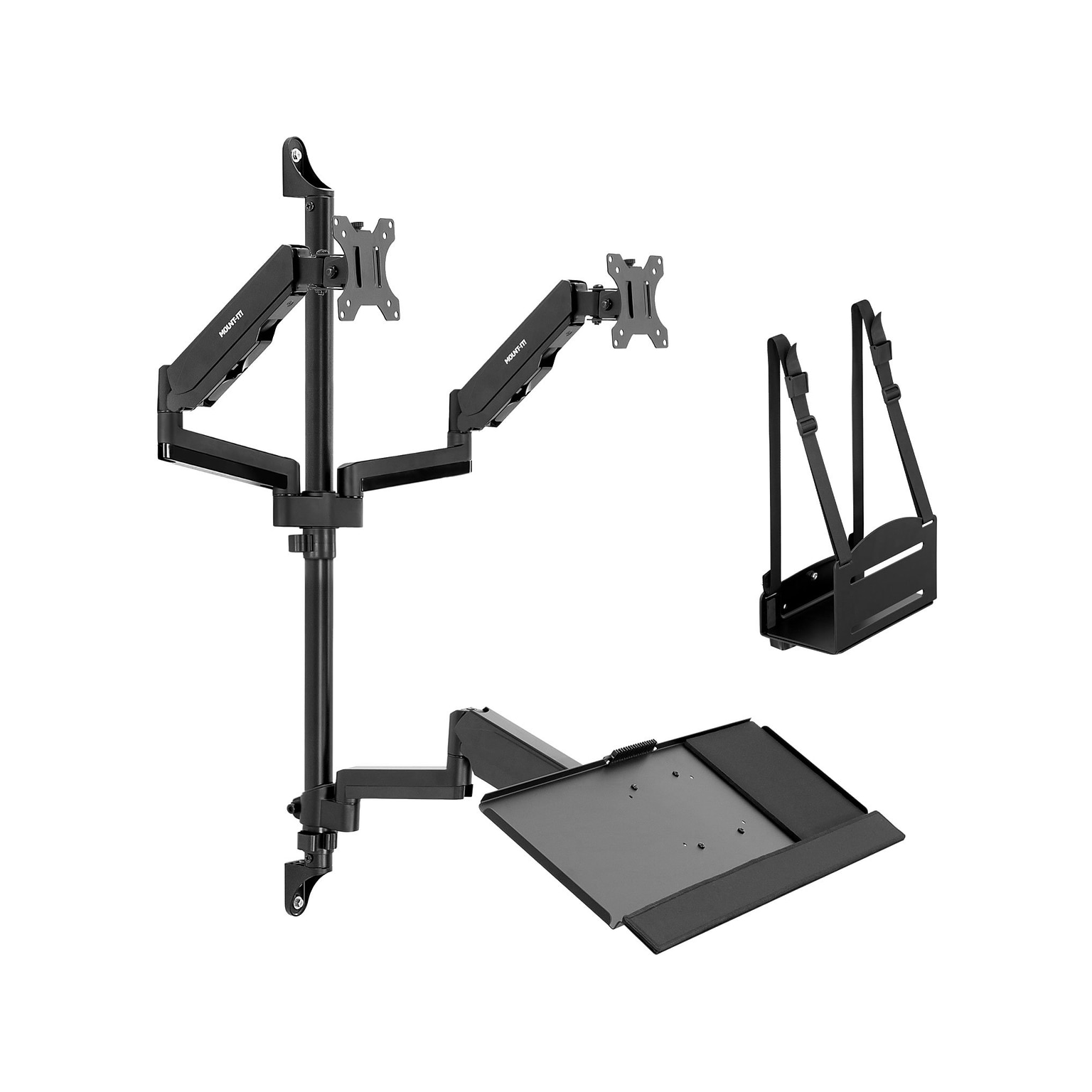 Mount-It! Adjustable Dual-Monitor Wall Mount Workstation, Up to 32, Black (MI-7992)