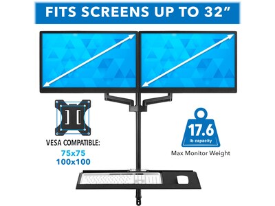 Mount-It! Adjustable Dual-Monitor Wall Mount Workstation, Up to 32", Black (MI-7992)