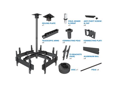 Mount-It! Tilt and Swivel Ceiling Quad TV Mount, 66 Lbs. Max. (MI-514)