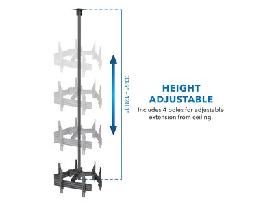 Mount-It! Tilt and Swivel Ceiling Triple TV Mount, 66 Lbs. Max (MI-515)