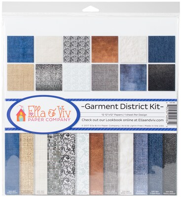 Reminisce Garment District, 12 Designs/1 Each Ella & Viv Collection Kit, 12 x 12 (EAV984)