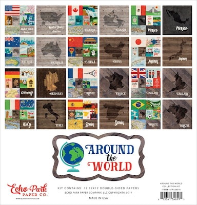 Echo Park Paper Around The World, 12 Double-Sided Papers Collection Kit, 12 x 12 (ATR28016)