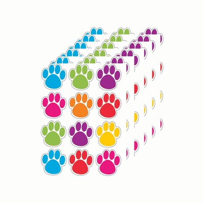 Ashley Productions® Die-Cut Magnets, Assorted Colorful Paws, 12 Per Pack, 6 Packs (ASH10057-6)