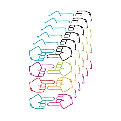 Ashley Die-Cut Magnetic Pointing Fingers, Assorted Colors, 8/Pack, 6/Bundle (ASH10091-6)