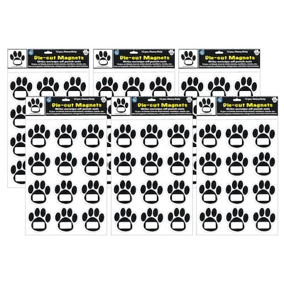 Ashley Productions Die-Cut Magnetic Black Paw Prints, 12 Per Pack, 6 Packs (ASH10104-6)