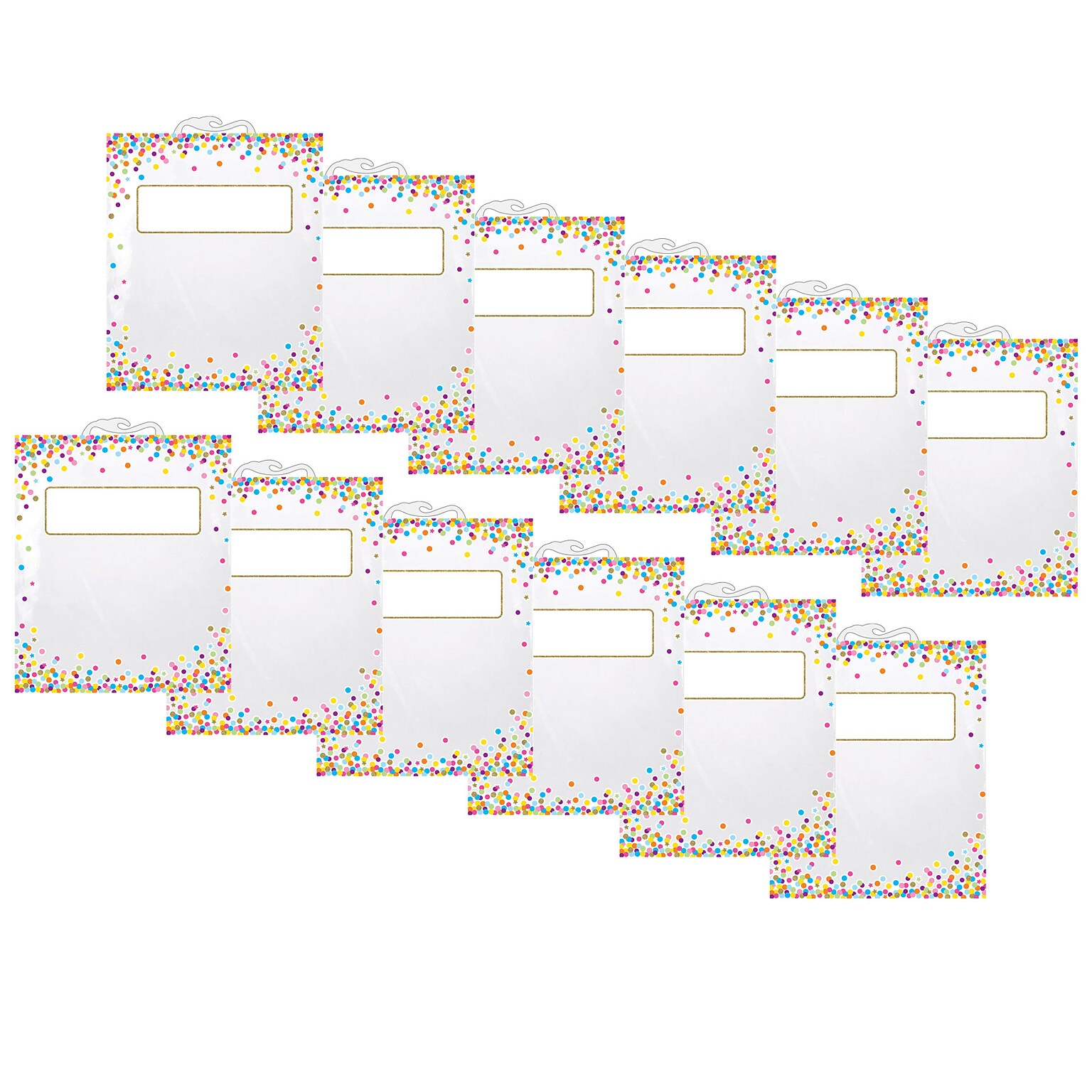 Polyethylene Hanging Storage/Book Bag, 11 x 16, Confetti Pattern, Pack of 12 (ASH10580-12)