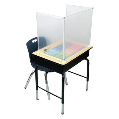 Healthy Bubbles™ PrivacyView™ 22" x 20", 3-Piece Desktop PPE Plastic Divider, Clear (ASH50305)