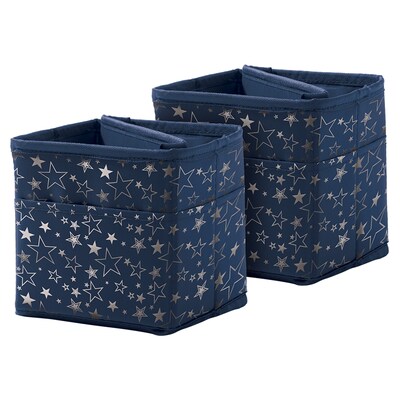 Carson Dellosa Education Polyester Tabletop Storage Cube, 5.25 x 5.25, Navy with Silver Stars, Pac