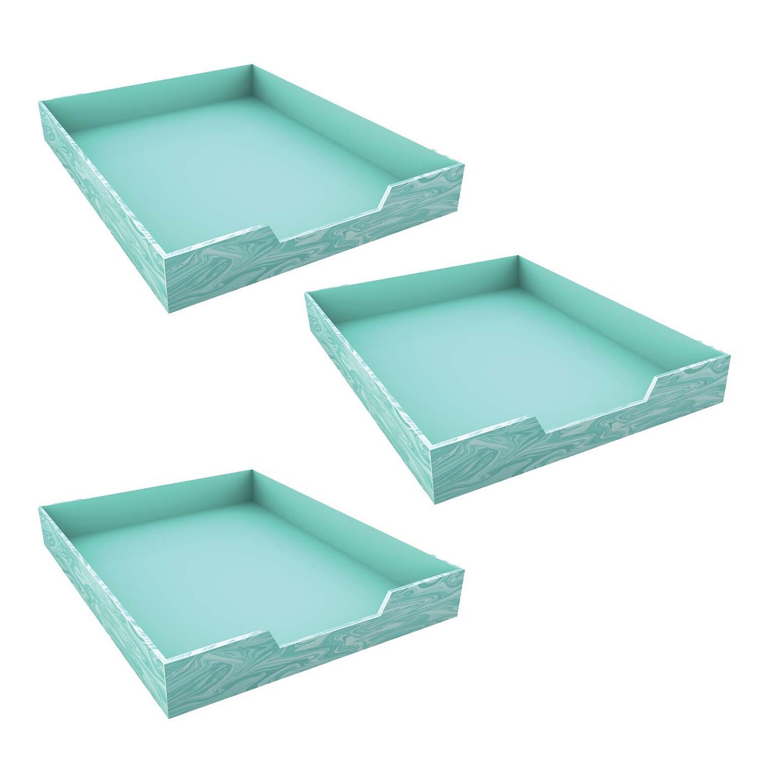 Carson Dellosa Education Paperboard Accessory Desk Tray, Large, Teal Galaxy, Pack of 3 (CD-181003-3)