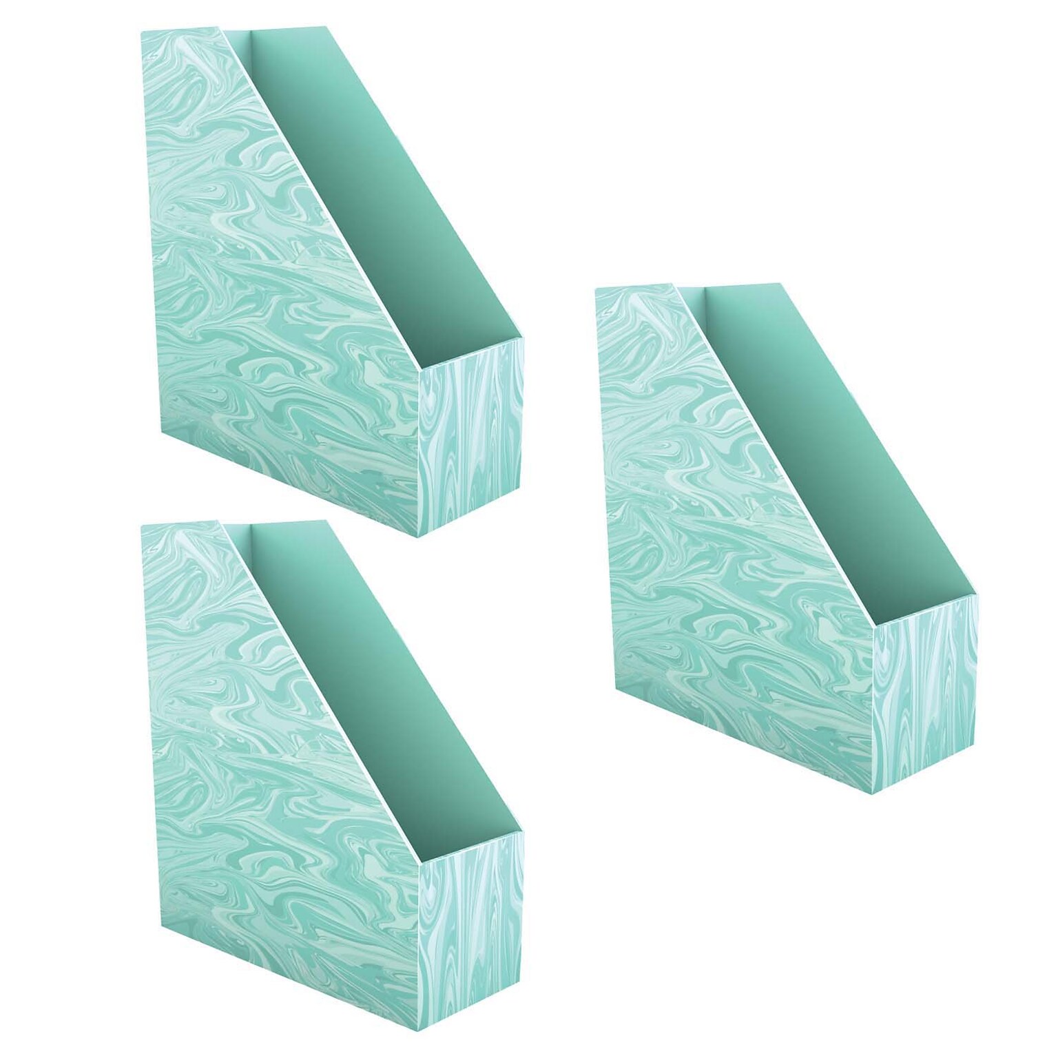 Carson Dellosa Education Paperboard Magazine File Holder, 4 x 10 x 11.5, Teal Galaxy, Pack of 3 (CD-181004-3)