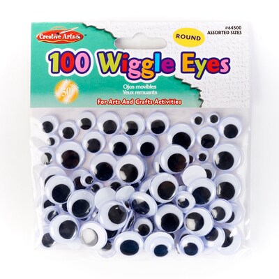 CLI Wiggle Eyes, Black, Assorted Sizes, 100/Pack, 12 Packs (CHL64500-12)