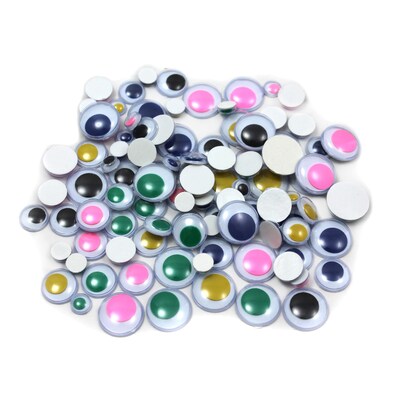 CLI Wiggle Eyes, Peeln Stick, Assorted Colors and Sizes, 100/Bag, 6 Bags (CHL64535-6)