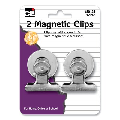 CLI Magnetic Spring Clips 1-1/4, Silver, 2/Pack, 24 Packs (CHL80125-24)