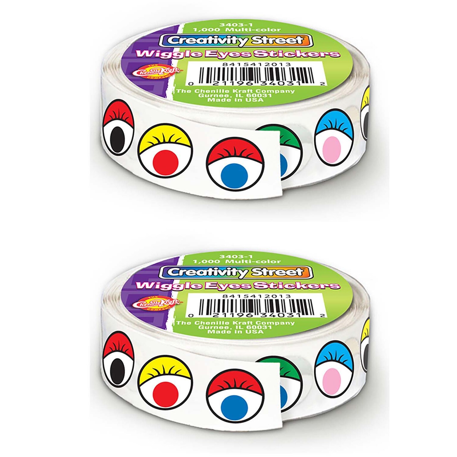 Creativity Street Multicolor Wiggle Eyes Stickers Roll, 2 Rolls (CK-34031-2)