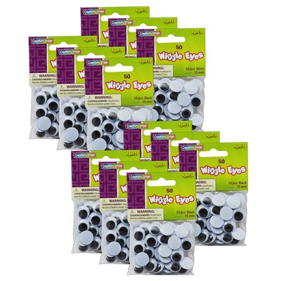 Creativity Street Wiggle Eyes, Black, 15 mm, 50/Pack, 12 Packs (CK-344302-12)