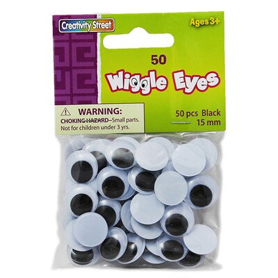 Creativity Street Wiggle Eyes, Black, 15 mm, 50/Pack, 12 Packs (CK-344302-12)