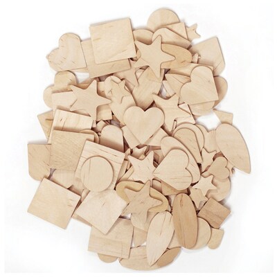 Creativity Street Wood Shapes, Natural Colored, Assorted Shapes, 1/2" to 2", 350/Pack, 2 Packs (CK-369901-2)