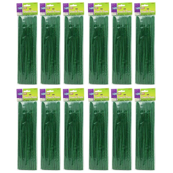 Creativity Street Chenille Stems/Pipe Cleaners Dark Green 12 Inch x 4mm 100  Count